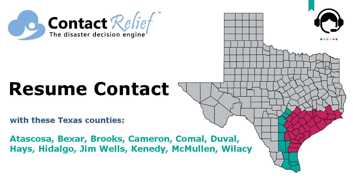 ContactRelief Recommends Resuming Contact With Certain Texas Counties Unaffected by Hurricane Harvey