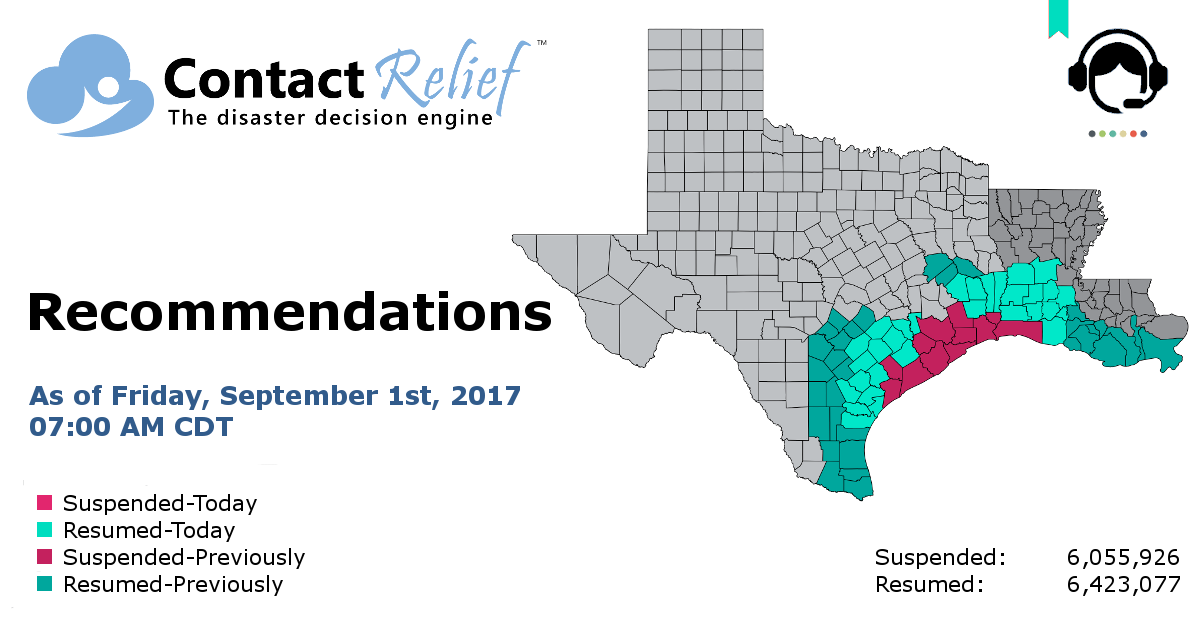 ContactRelief Recommends Resuming Contact for Additional Texas Counties and Louisiana Parishes