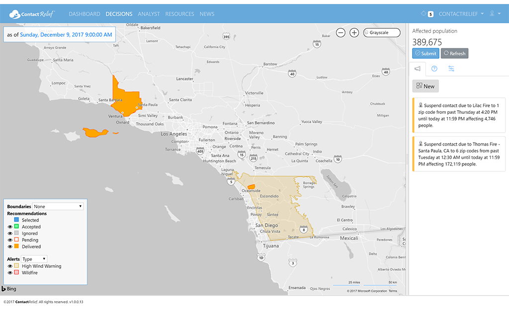 ContactRelief Recommends Resumed Contact for Multiple California Fire Areas