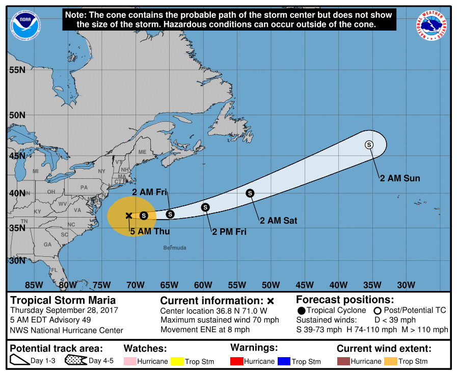 Hurricane Maria moves away from the United States