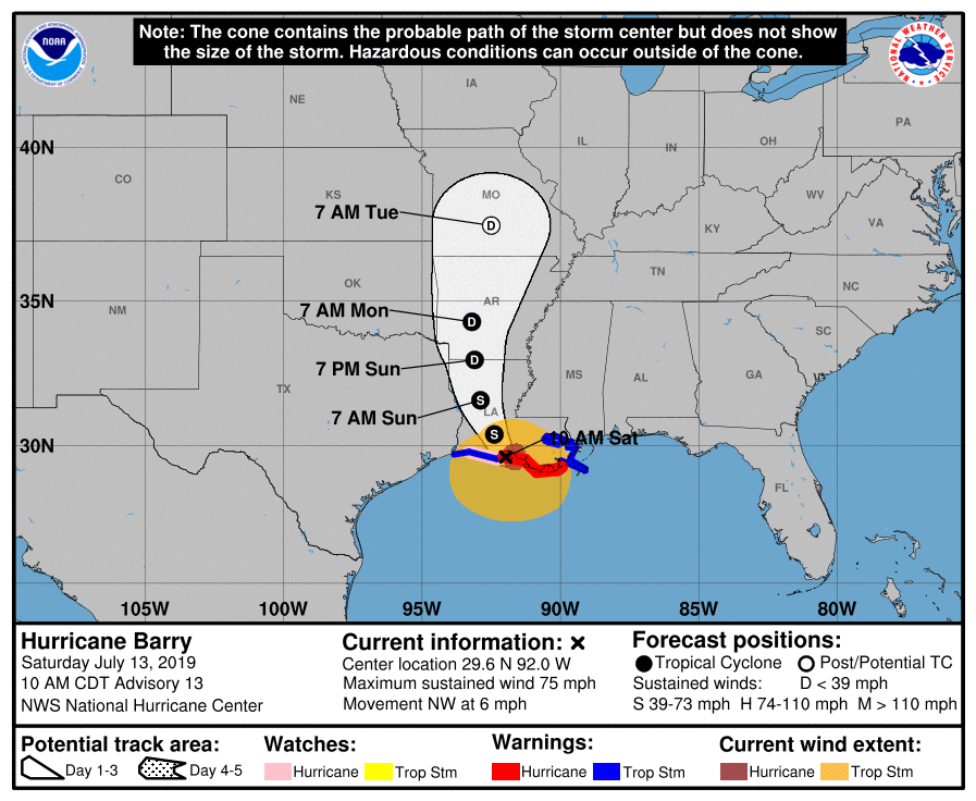 Tropical Storm Barry Becomes a Hurricane