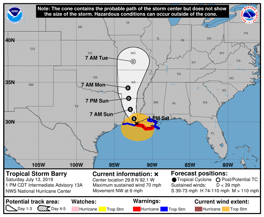 Hurricane Barry Makes Landfall Then Weakens To Tropical Storm