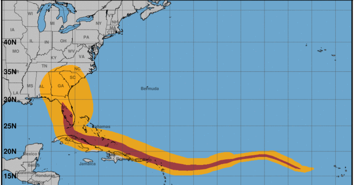 A graphic dispicts the wind speed history of Hurricane Irma across the Atlantic and into the Florida peninsula.