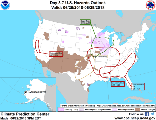 Figure 6: 3-7 Day Hazards Outlook (Courtesy: Climate Prediction Center)
