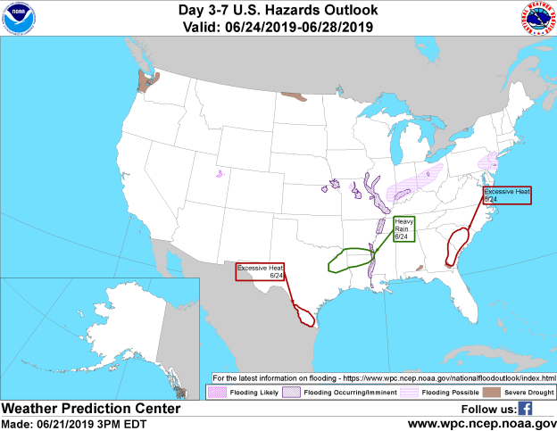 Figure 9: 3-7 Day Hazards Outlook (Courtesy: Climate Prediction Center)